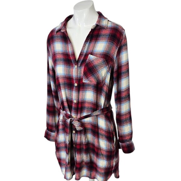 GAP x Pendleton Button Up Long Sleeve Belted Tunic Shirt Dress, Plaid, Small - Picture 4 of 8